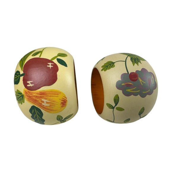 KEMP & BEATLEY Hand Painted Wood Napkin Rings French Provincial Apple Grape *12* - Picture 5 of 10